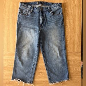 Kut From The Kloth Annie High Rise Crop Straight Leg Distressed Jeans Size 10